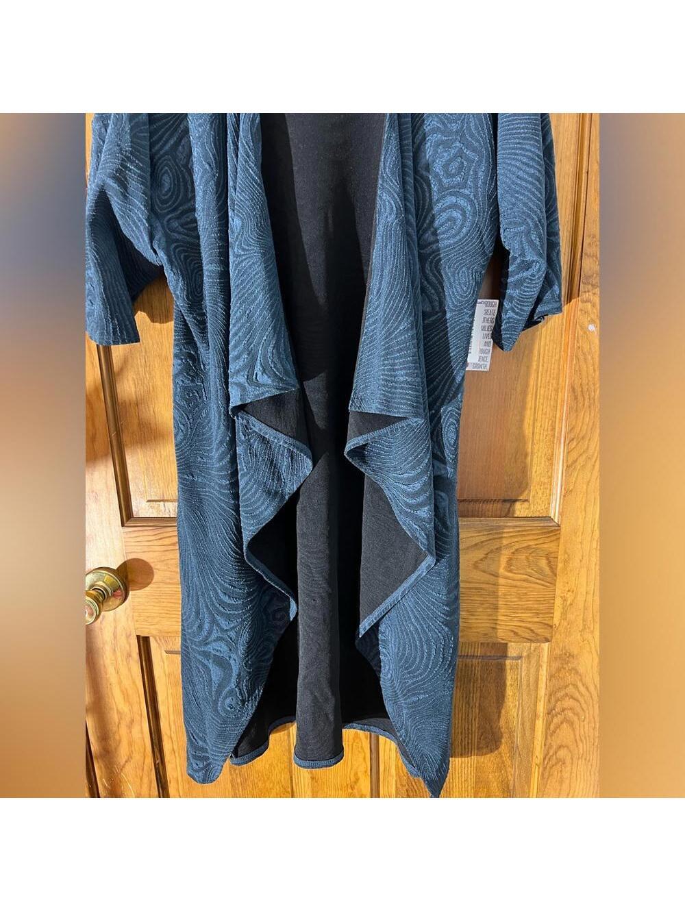 LuLaRoe Shirley Kimono Cardigan Small Blue Cascade High Low Cover Up Duster NWT
